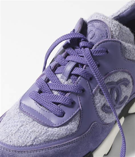 chanel calfskin womens logo sneakers|purple chanel sneakers.